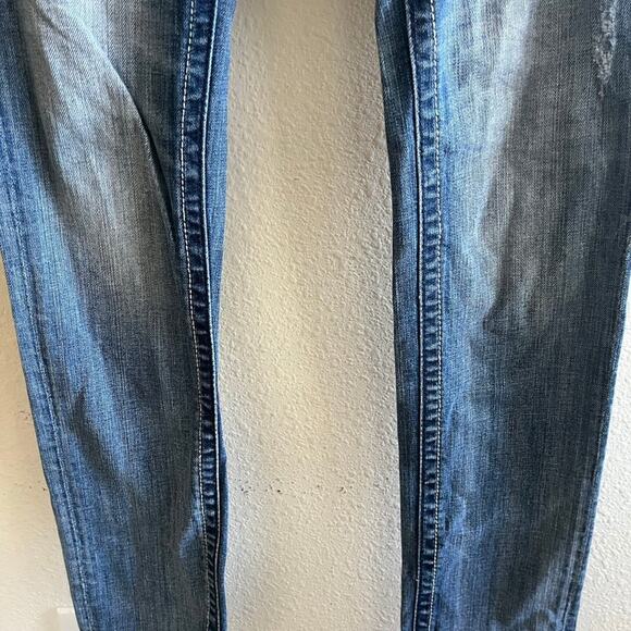 Miss Me Medium Wash Angel Wing Sparkly Skinny Jeans Size 28 Style JE533052L - Picture 3 of 14